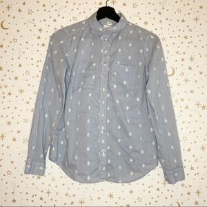 LOFT Diamond Embroidered Softened Button Down Top